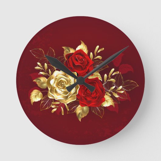 Drie juwelen Rozen Ronde Klok (Voorkant)