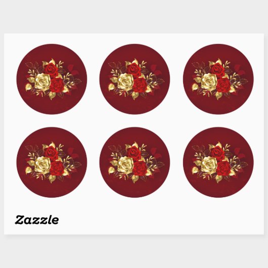 Drie juwelen Rozen Ronde Sticker (Vel)