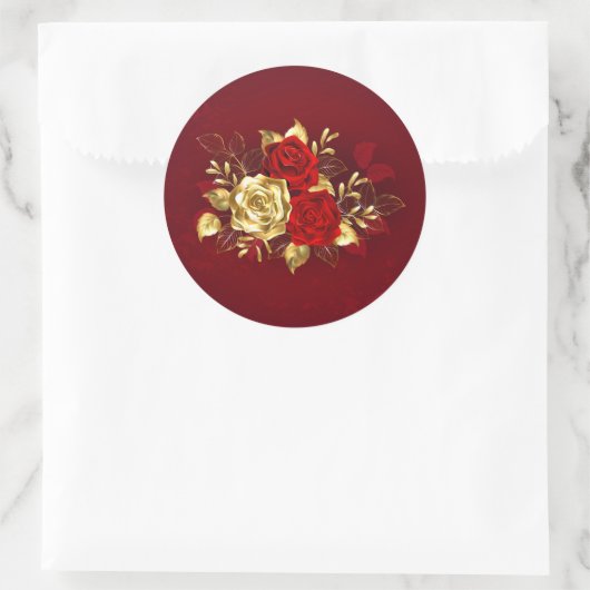 Drie juwelen Rozen Ronde Sticker (Tas)