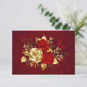 Drie juwelen Rozen RSVP Kaartje (Staand voorkant)