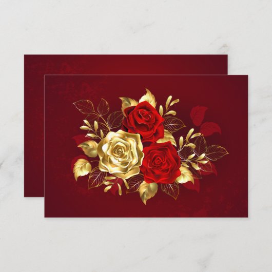 Drie juwelen Rozen RSVP Kaartje (Voorkant / Achterkant)