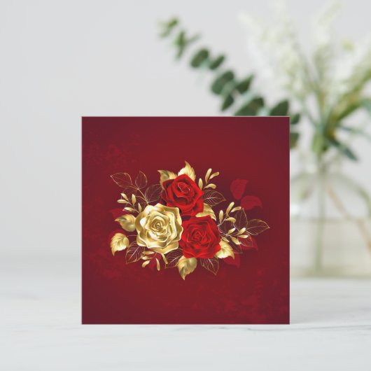 Drie juwelen Rozen Save The Date (Staand voorkant)