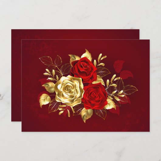 Drie juwelen Rozen Save The Date (Voorkant / Achterkant)