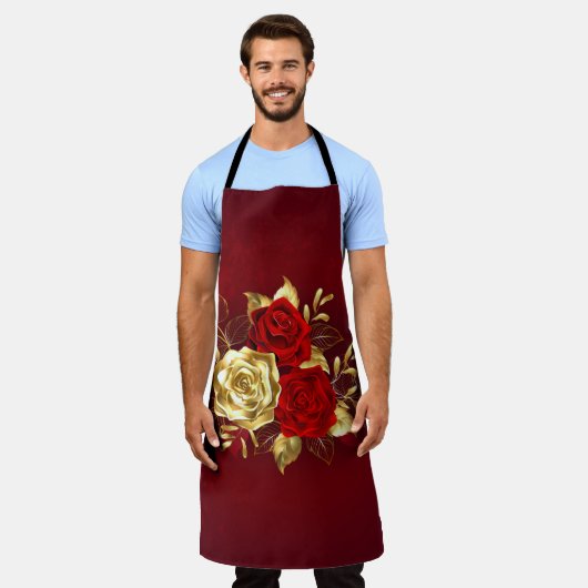 Drie juwelen Rozen Schort (Gedragen)