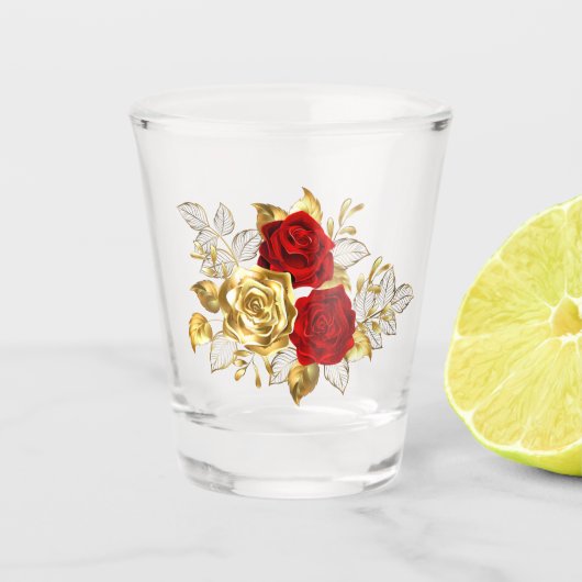 Drie juwelen Rozen Shot Glas (Voorkant)