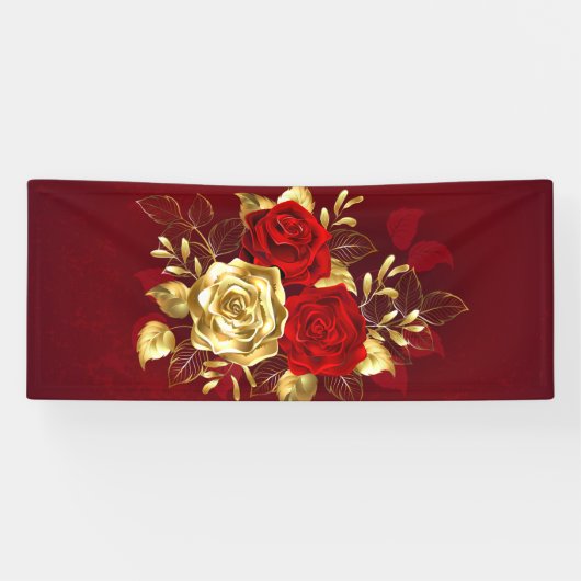 Drie juwelen Rozen Spandoek (Horizontaal)