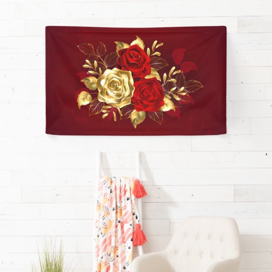 Drie juwelen Rozen Spandoek (Insitu)