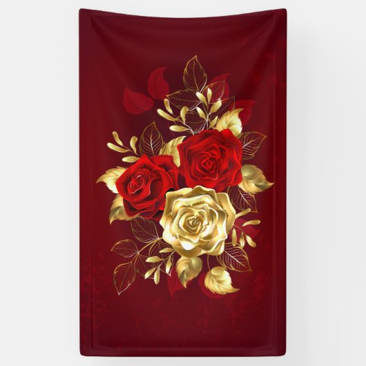 Drie juwelen Rozen Spandoek (Verticaal)