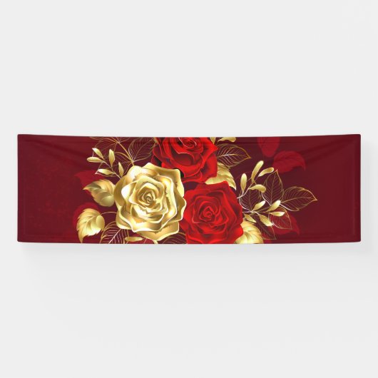 Drie juwelen Rozen Spandoek (Horizontaal)