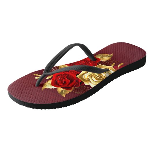 Drie juwelen Rozen Teenslippers (Schuin)