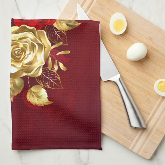 Drie juwelen Rozen Theedoek (Quarter Fold)