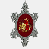 Drie juwelen Rozen Tin Sneeuwvlok Ornament (Links)