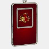 Drie juwelen Rozen Verzilverd Omlijst Ornament (Rechts)