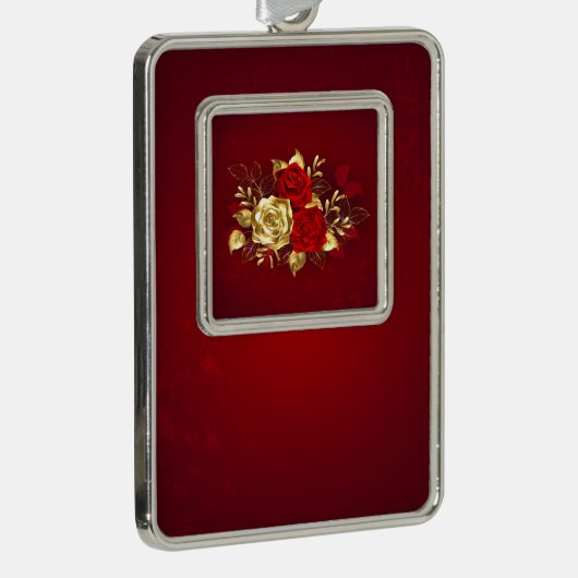 Drie juwelen Rozen Verzilverd Omlijst Ornament (Rechts)