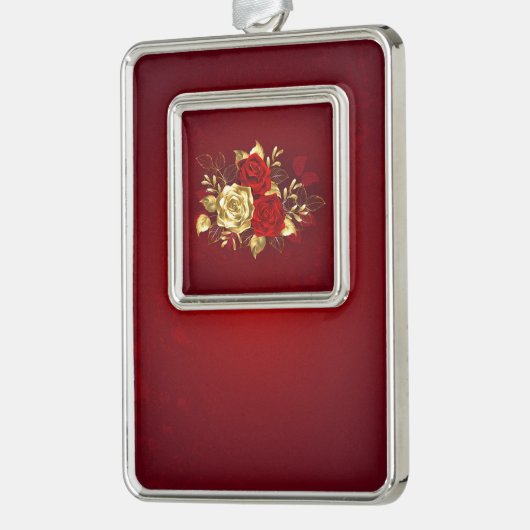 Drie juwelen Rozen Verzilverd Omlijst Ornament (Links)