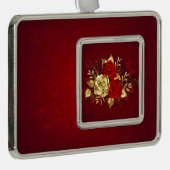 Drie juwelen Rozen Verzilverd Omlijst Ornament (Rechts)