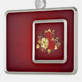 Drie juwelen Rozen Verzilverd Omlijst Ornament (Links)