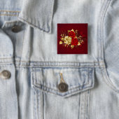 Drie juwelen Rozen Vierkante Button 5,1 Cm (In situ)