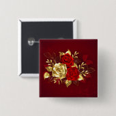 Drie juwelen Rozen Vierkante Button 5,1 Cm (Voorkant /achterkant)