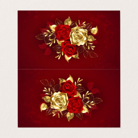Drie juwelen Rozen Visitekaartje (Buitenkant ongevouwen)