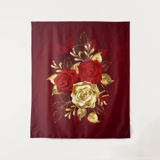 Drie juwelen Rozen Wandkleed (Voorkant)