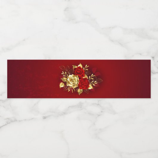 Drie juwelen Rozen Waterfles Etiket (Enkel label)