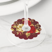 Drie juwelen Rozen Wijnglaslabel (Dichtbij)