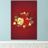 Drie juwelenrozen canvas afdruk (Insitu (Houten vloer))