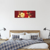 Drie juwelenrozen canvas afdruk (Insitu (Slaapkamer))