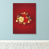 Drie juwelenrozen canvas afdruk (Insitu (Houten vloer))