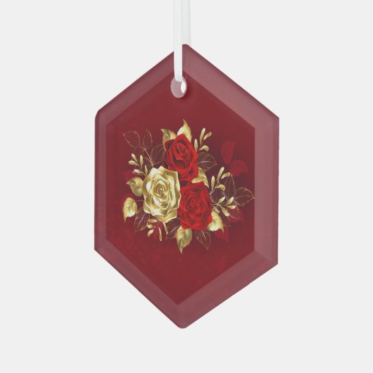 Drie juwelenrozen glas ornament (Voorkant links)