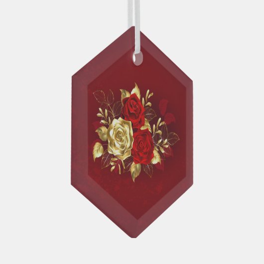 Drie juwelenrozen glas ornament (Voorkant Rechts)