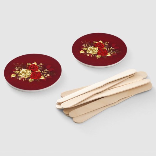 Drie juwelenrozen handwaaier (Niet-gemonteerd)