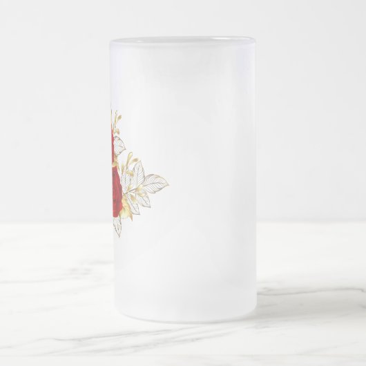 Drie juwelenrozen matglas bierpul (Center)