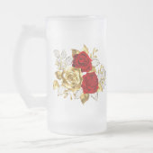 Drie juwelenrozen matglas bierpul (Links)