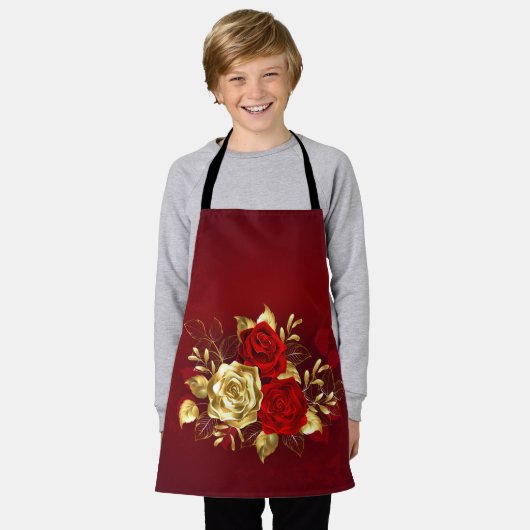 Drie juwelenrozen schort (Gedragen)