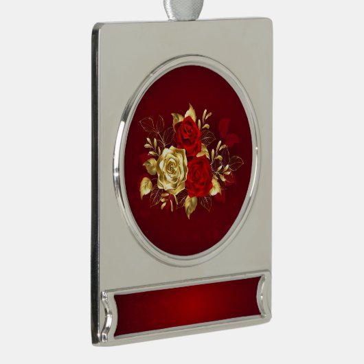 Drie juwelenrozen verzilverd banner ornament (Rechts)