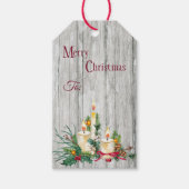 Drie kaars-kerst-Bouquet op hout Cadeaulabel (Voorkant)