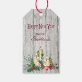 Drie kaars-kerst-Bouquet op hout Cadeaulabel (Achterkant)