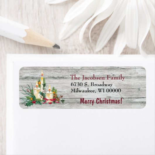 Drie kaars-kerst-Bouquet-retouradres Etiket (Insitu)