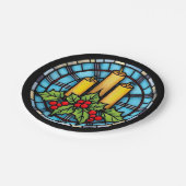 Drie kaarsen met Holly Christmas Glas in lood Papieren Bordje (Gekanteld)