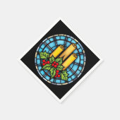 Drie kaarsen met Holly Christmas Glas in lood Servet (Hoek)