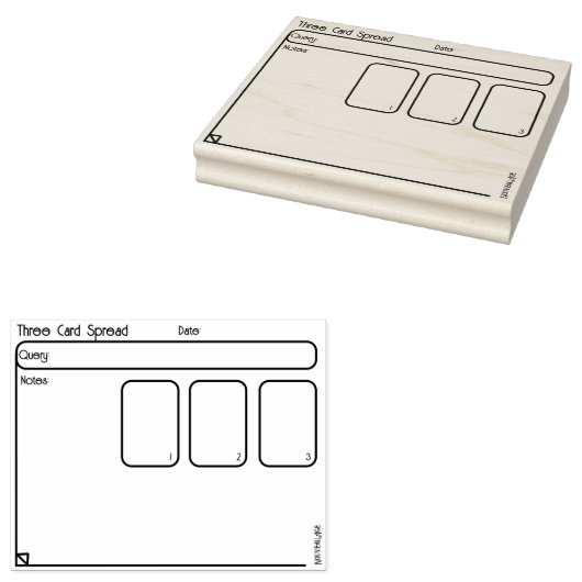 Drie Kaarten Tarot Spread Oracle Journal Documenta Rubberstempel (Gestempeld)