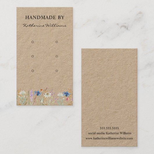 Drie Kaarten voor oorbaar beeldscherm | Wilde bloe Visitekaartje (Voorkant / Achterkant)