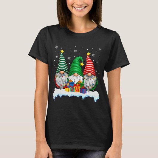 Drie kabouter boom lichten mannen vrouwen bijpasse t-shirt (Voorkant)