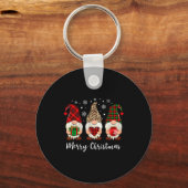Drie kabouter shirt voor vrouwen vrolijk kerstfees sleutelhanger (Voorkant)