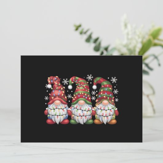 Drie kabouters Buffalo geruit rood Kerstmis Feestdagenkaart (Staand voorkant)