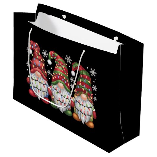 Drie Kabouters Buffalo Plaid Rode Kerst Groot Cadeauzakje (Voorkant Gekanteld)