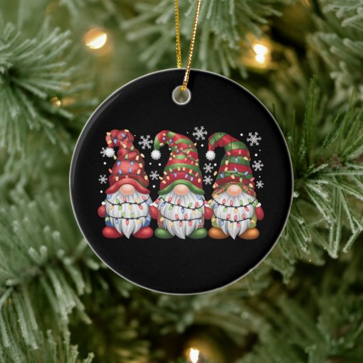 Drie Kabouters Buffalo Plaid Rode Kerst Keramisch Ornament (Boom)