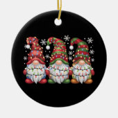 Drie Kabouters Buffalo Plaid Rode Kerst Keramisch Ornament (Voorkant)